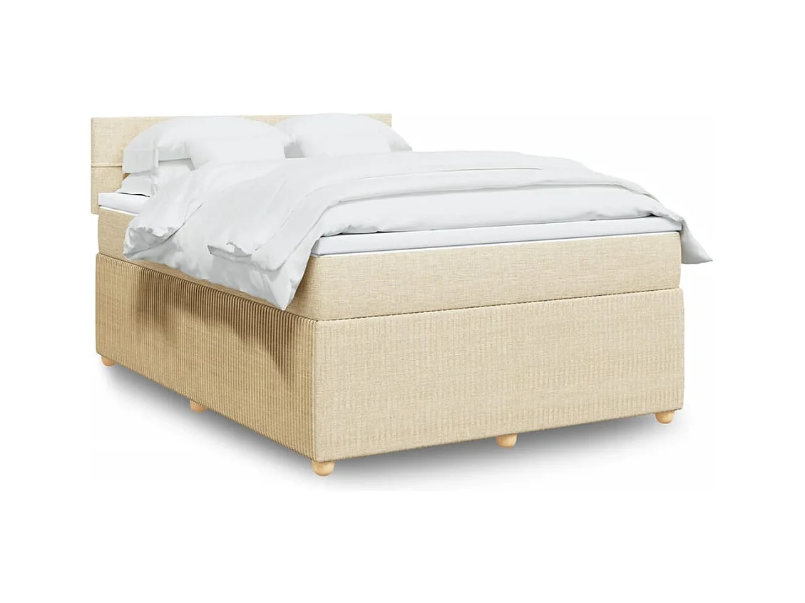 Boxspring met matras stof crèmekleurig 140x190 cm