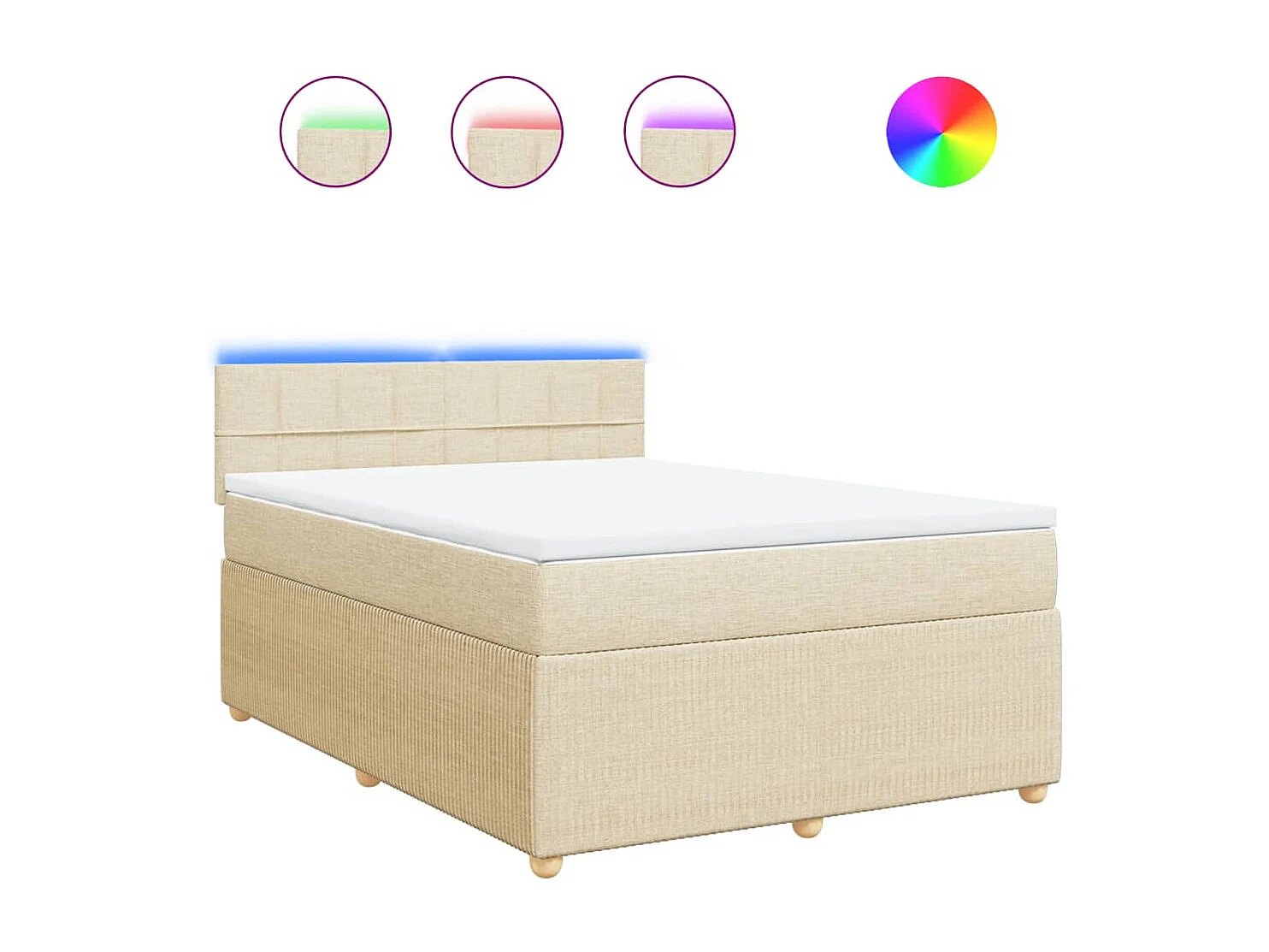 Sommier à lattes de lit avec matelas Crème 140x190 cm Tissu