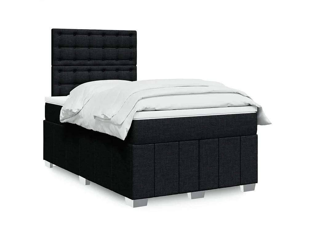 Cama com molas/colchão 120x200 cm tecido preto