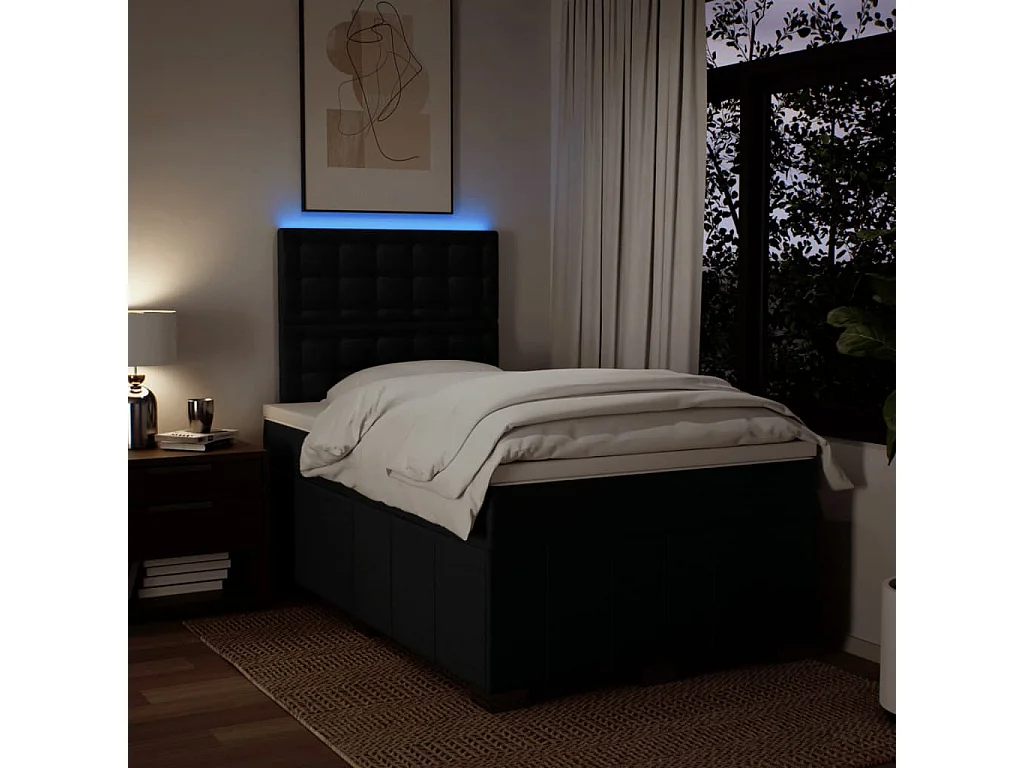 Cama com molas/colchão 120x200 cm tecido preto