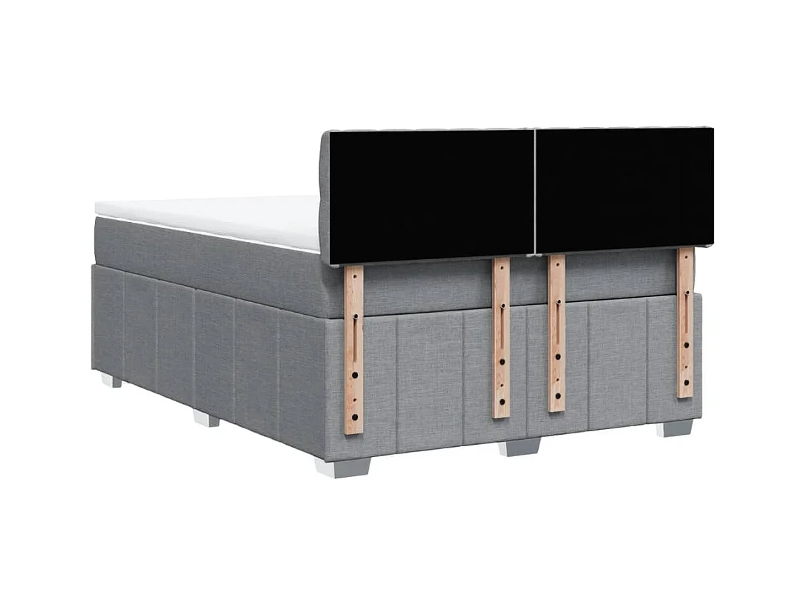 Sommier à lattes de lit avec matelas Gris clair 160x200cm Tissu