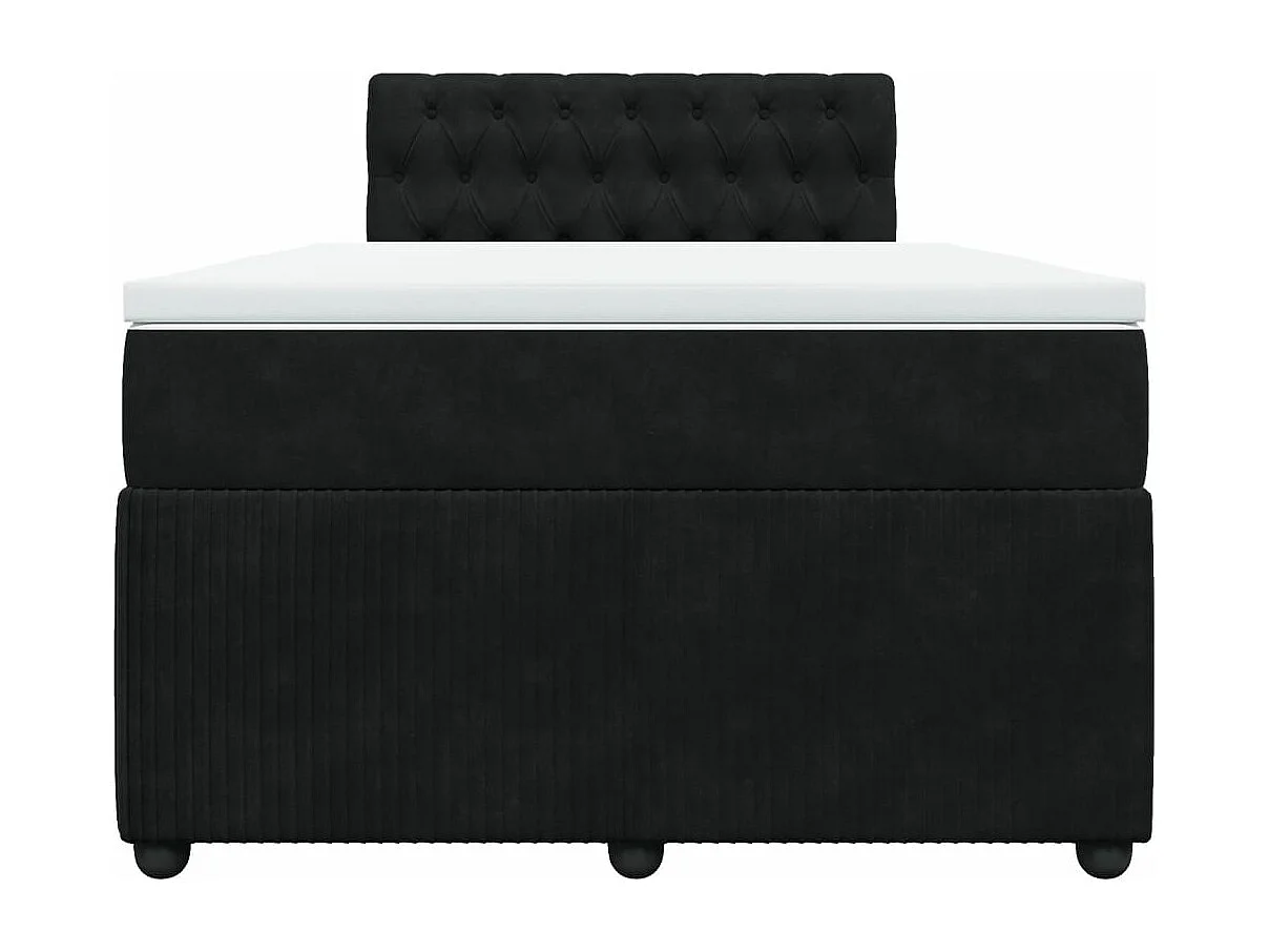 Cama box spring con colchón terciopelo negro 120x200 cm