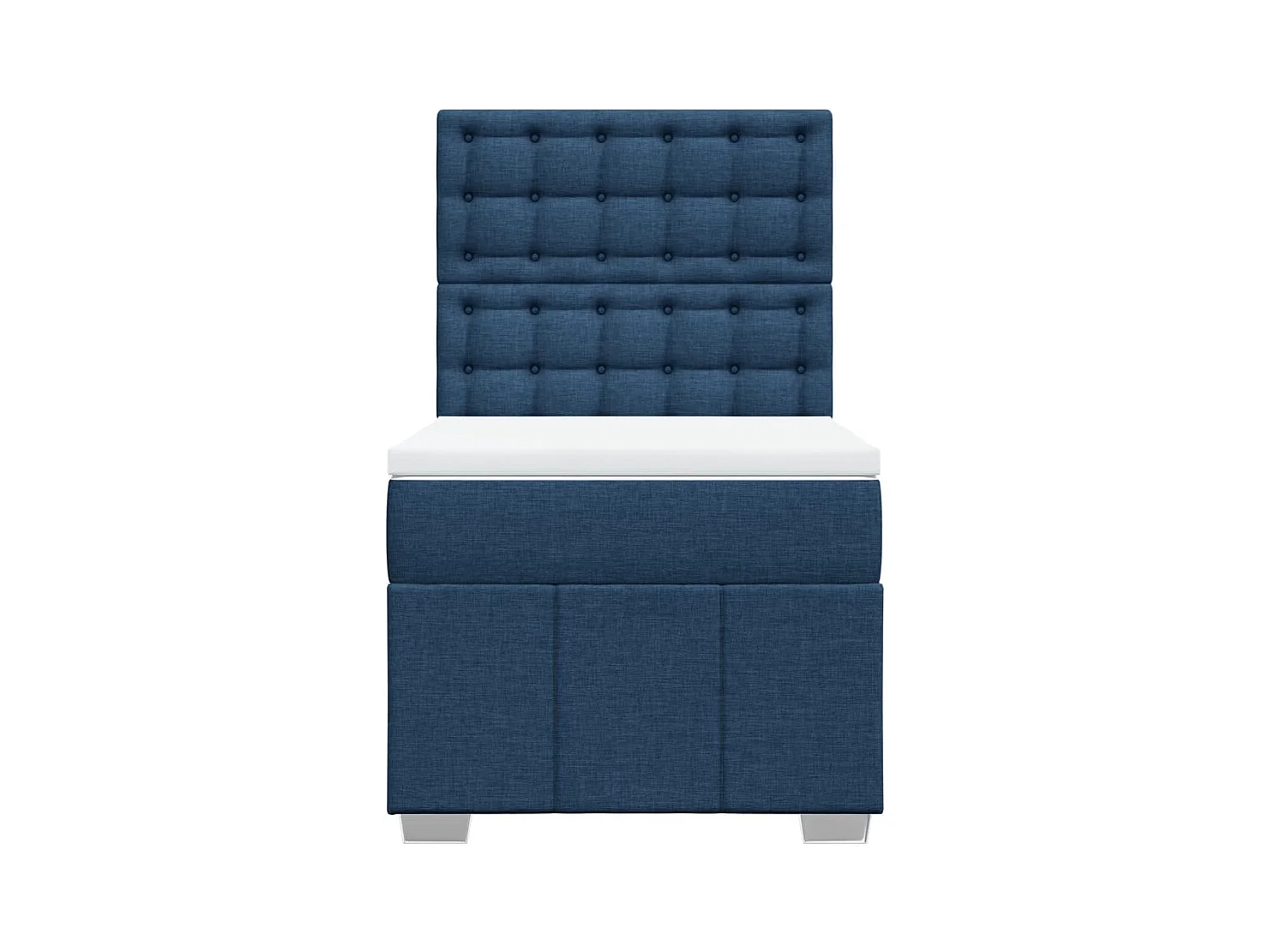 Cama box spring con colchón tela azul 80x200 cm