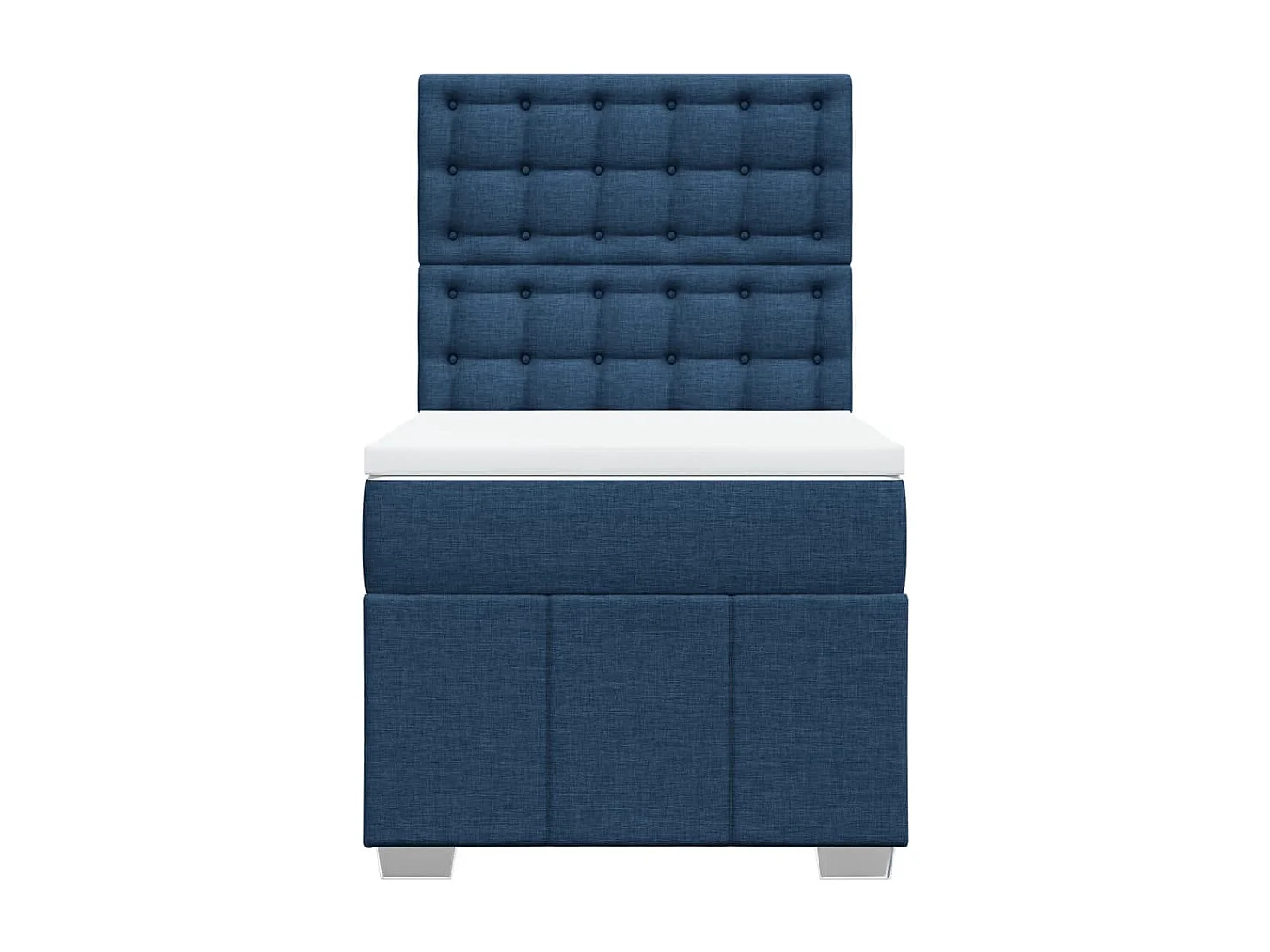 Cama box spring con colchón tela azul 80x200 cm