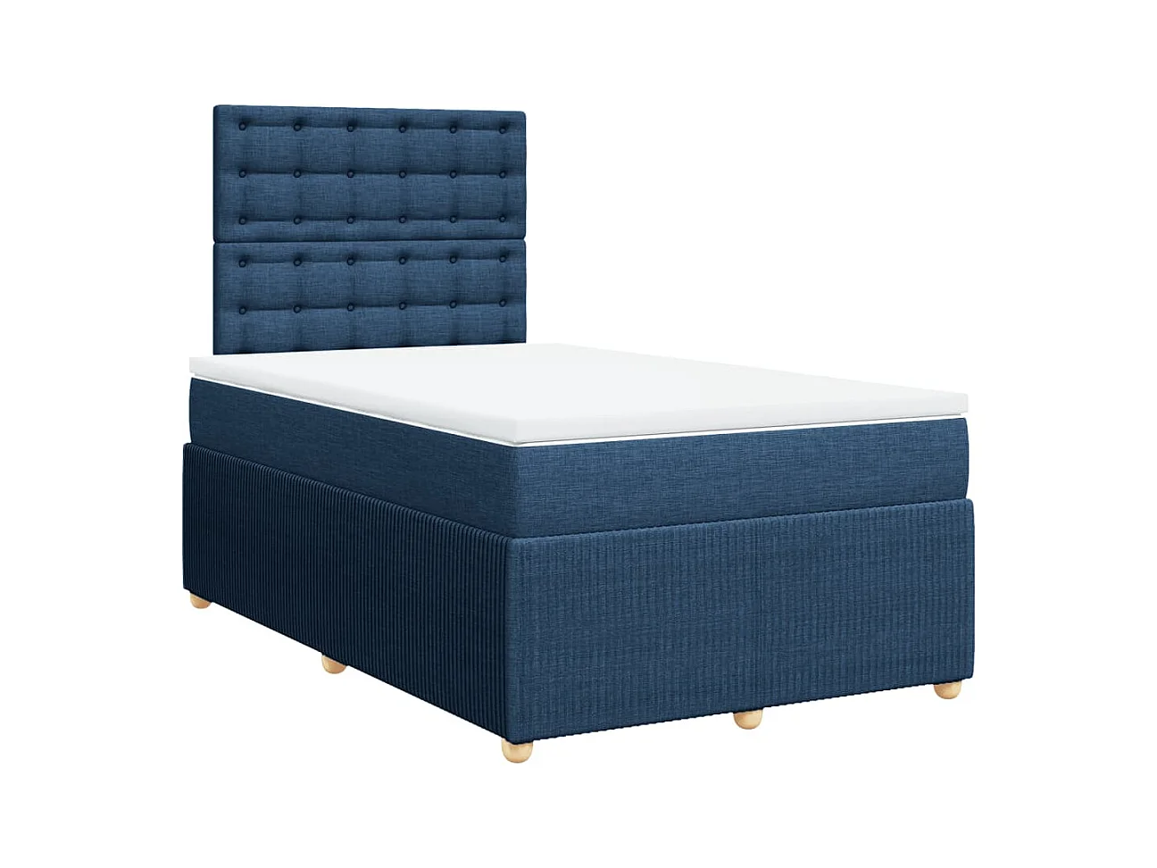 Cama boxspring com colchão 120x190 cm tecido azul