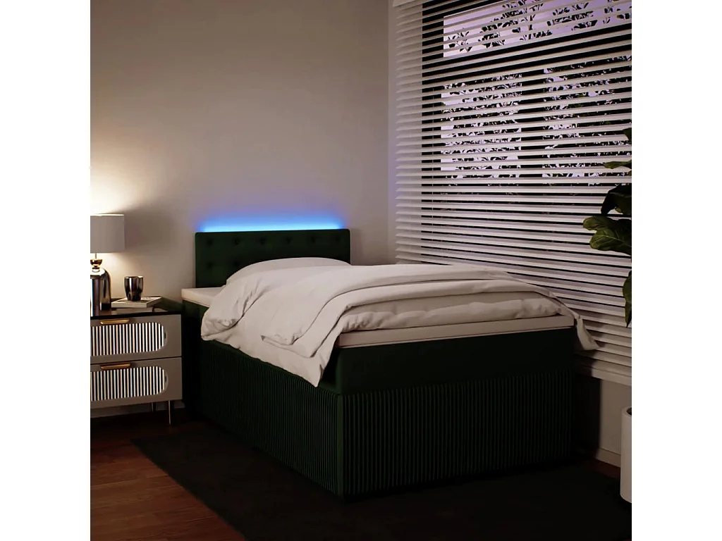 Sommier à lattes de lit et matelas Vert foncé 120x200cm Velours