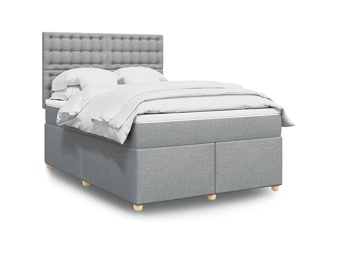 Sommier à lattes de lit avec matelas Gris clair 140x190cm Tissu