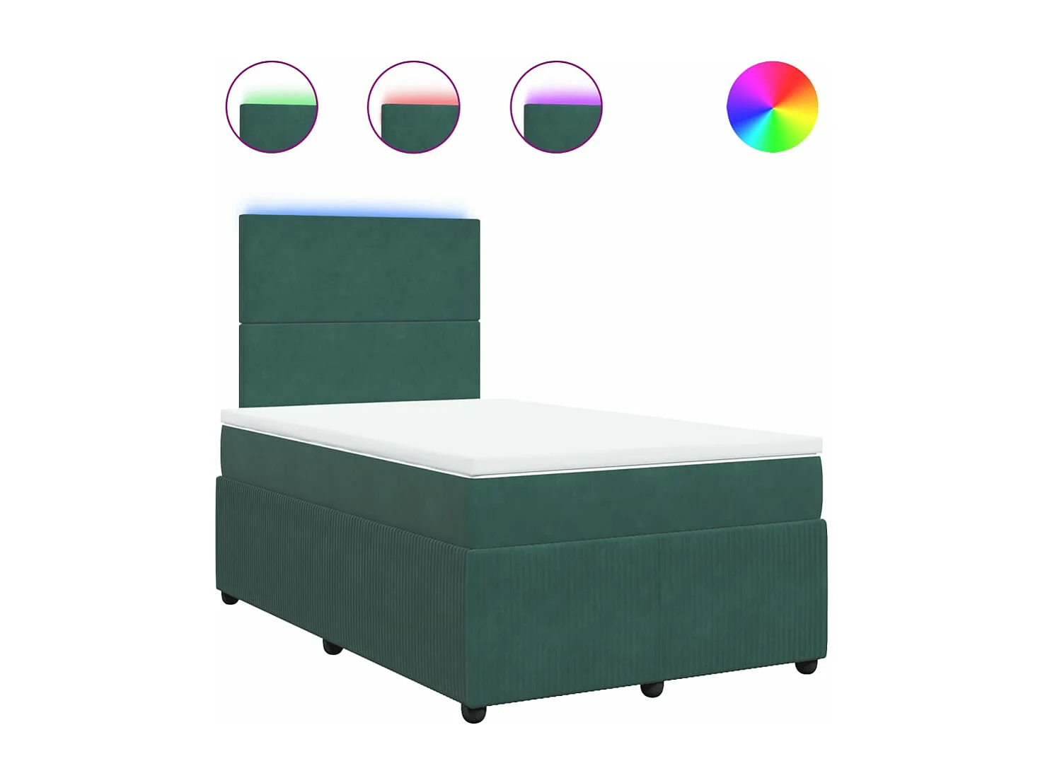 Sommier à lattes de lit et matelas Vert foncé 120x200cm Velours