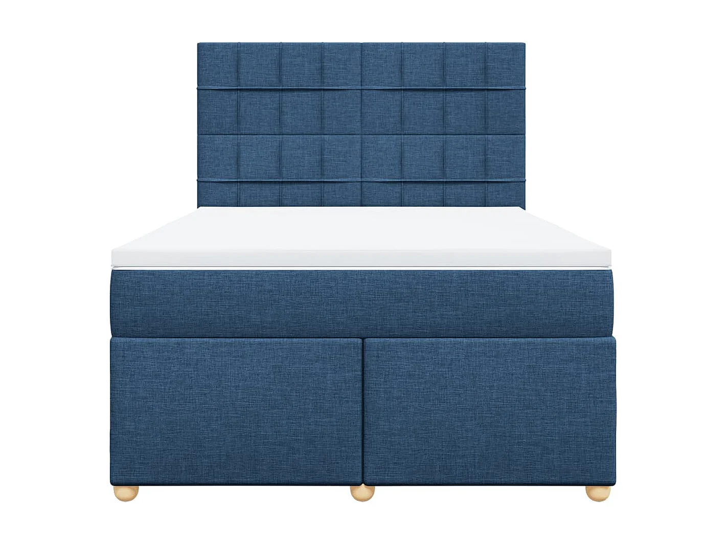 Cama box spring con colchón tela azul 160x200 cm