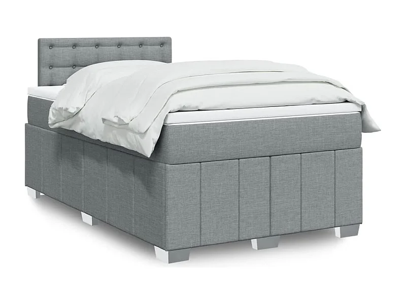 Cama box spring con colchón tela gris claro 120x190 cm