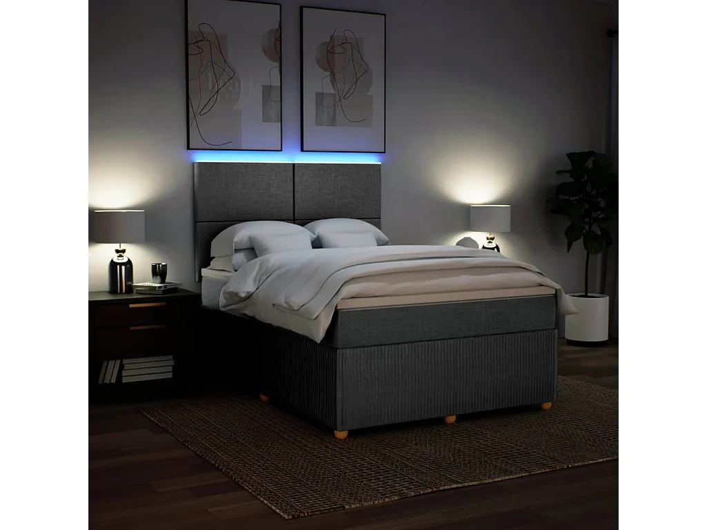 Boxspring met matras stof lichtgrijs 140x200 cm