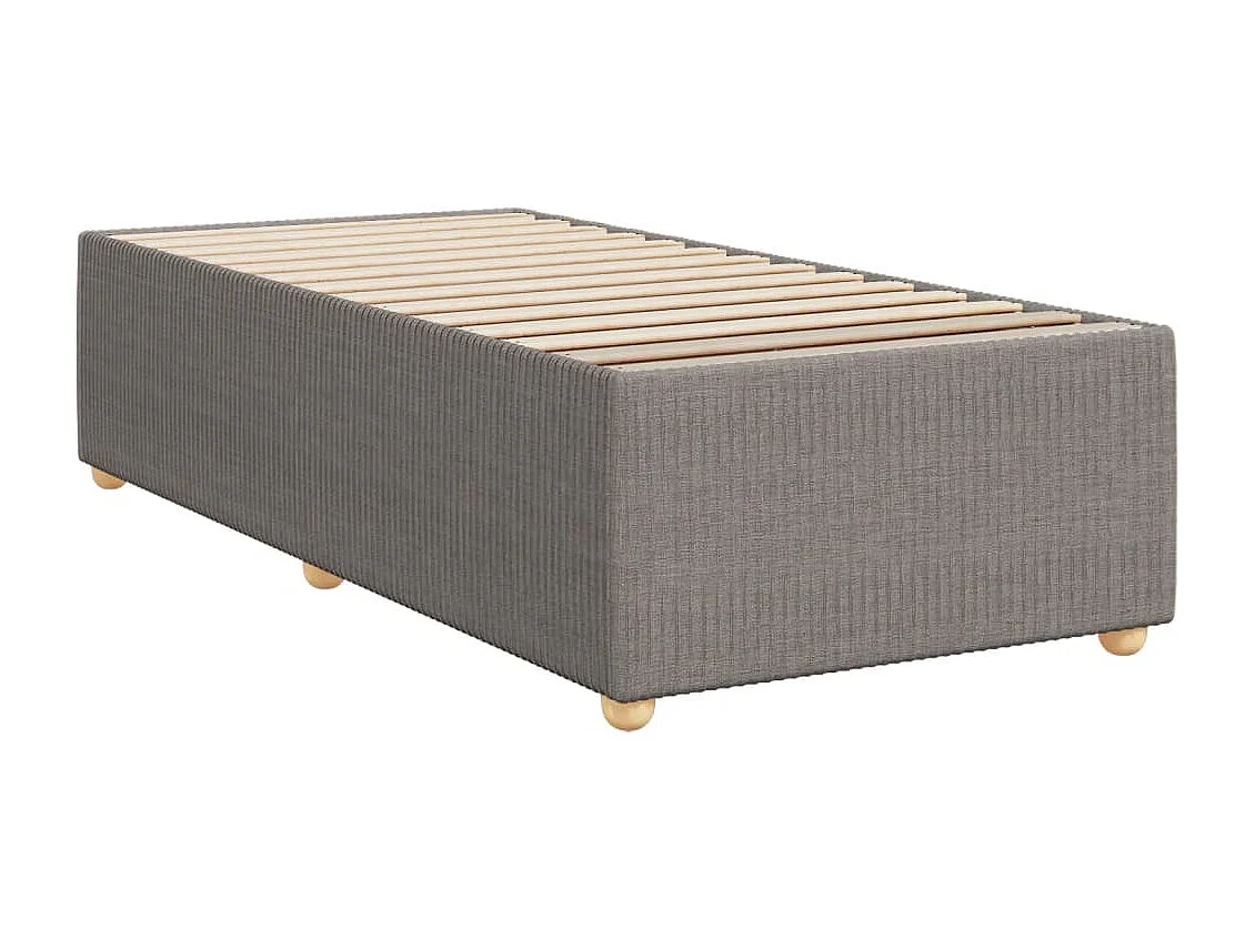 Cama box spring con colchón tela gris taupe 80x200 cm