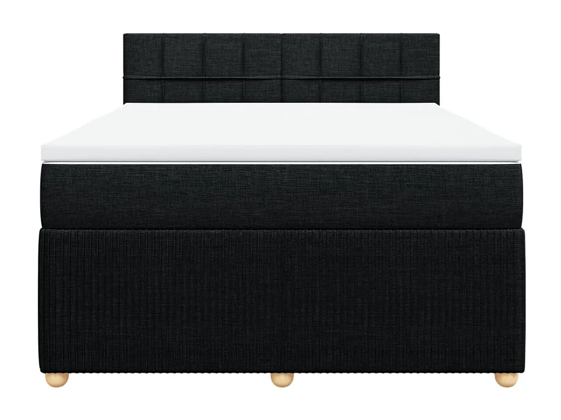 Sommier à lattes de lit avec matelas Noir 140x190 cm Tissu