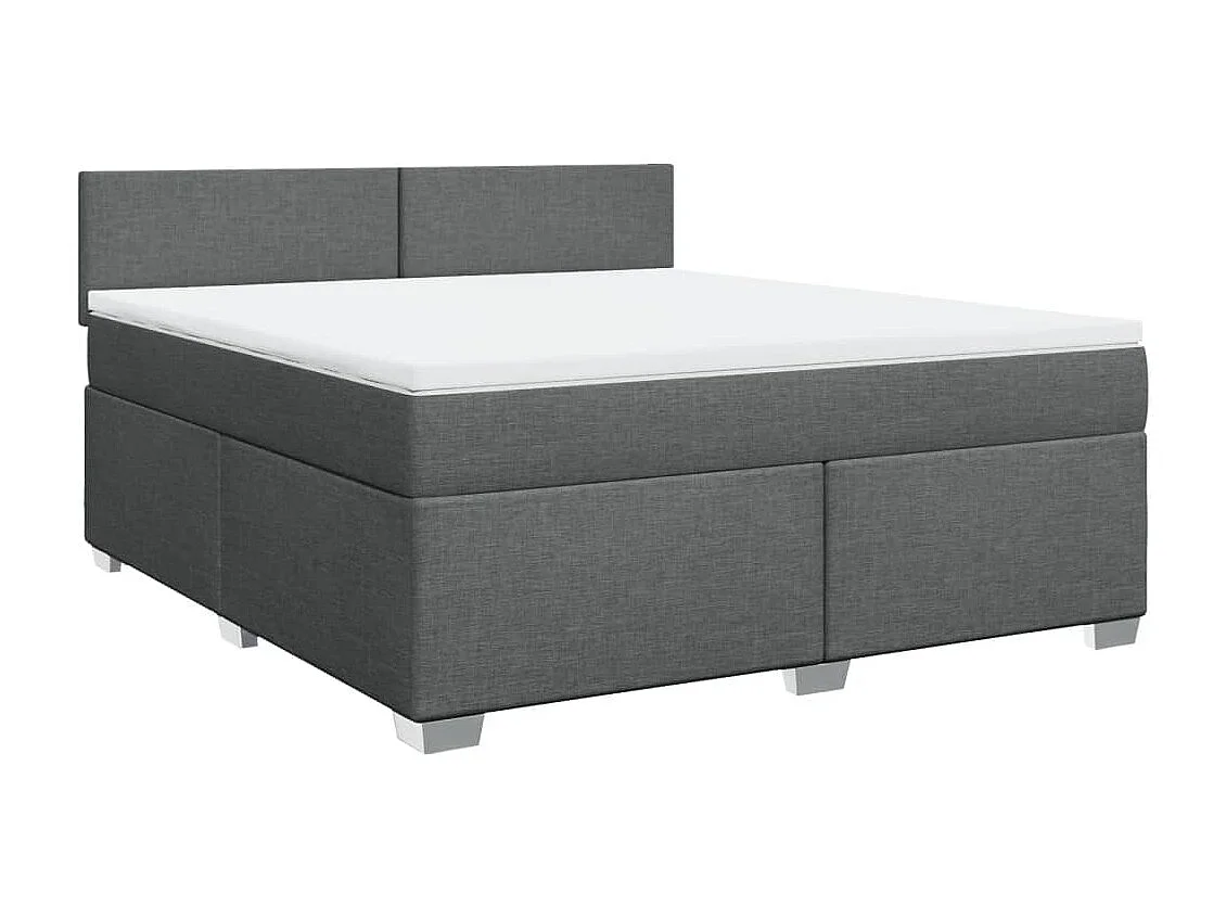 Cama box spring con colchón tela gris oscuro 180x200 cm
