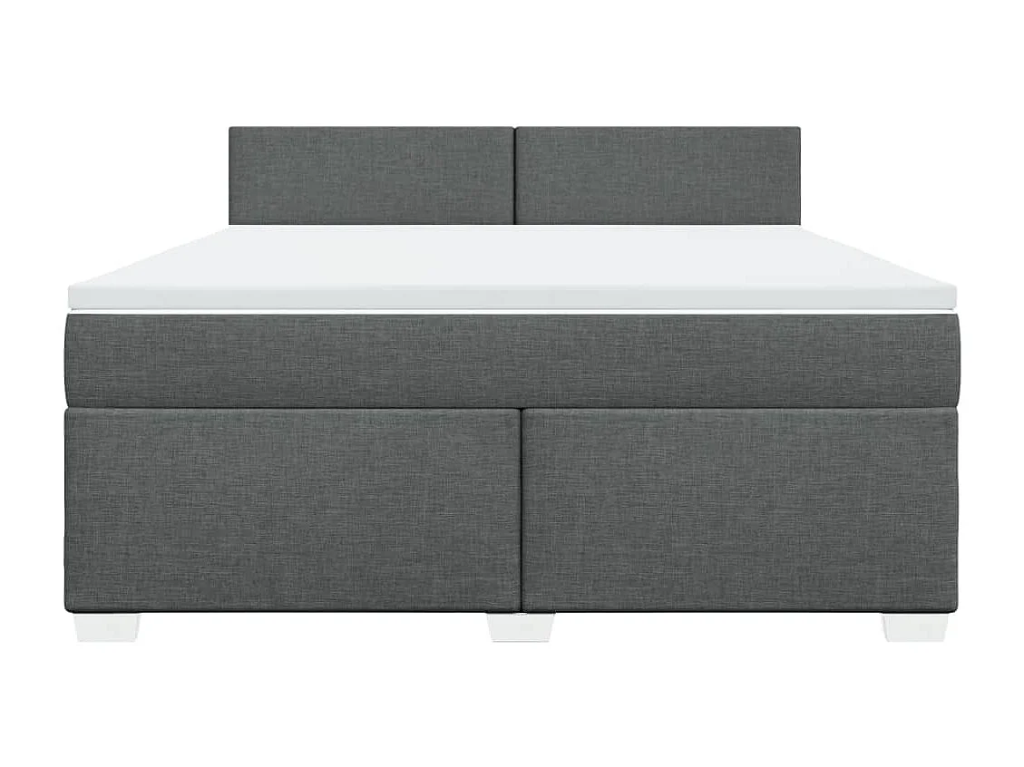 Cama box spring con colchón tela gris oscuro 180x200 cm
