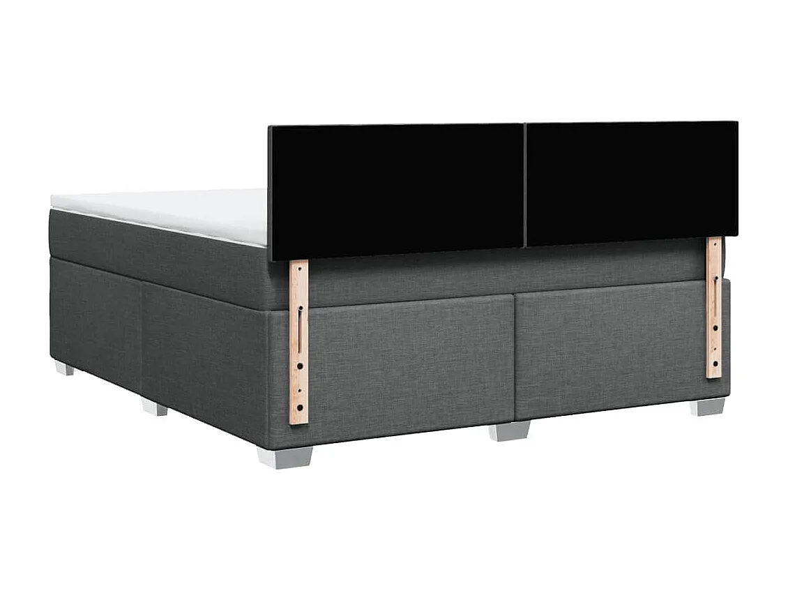 Cama box spring con colchón tela gris oscuro 180x200 cm