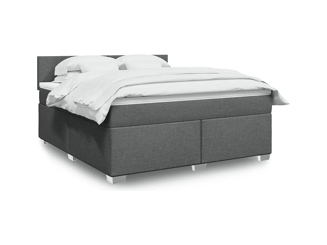 Sommier à lattes de lit avec matelas Gris foncé 180x200cm Tissu