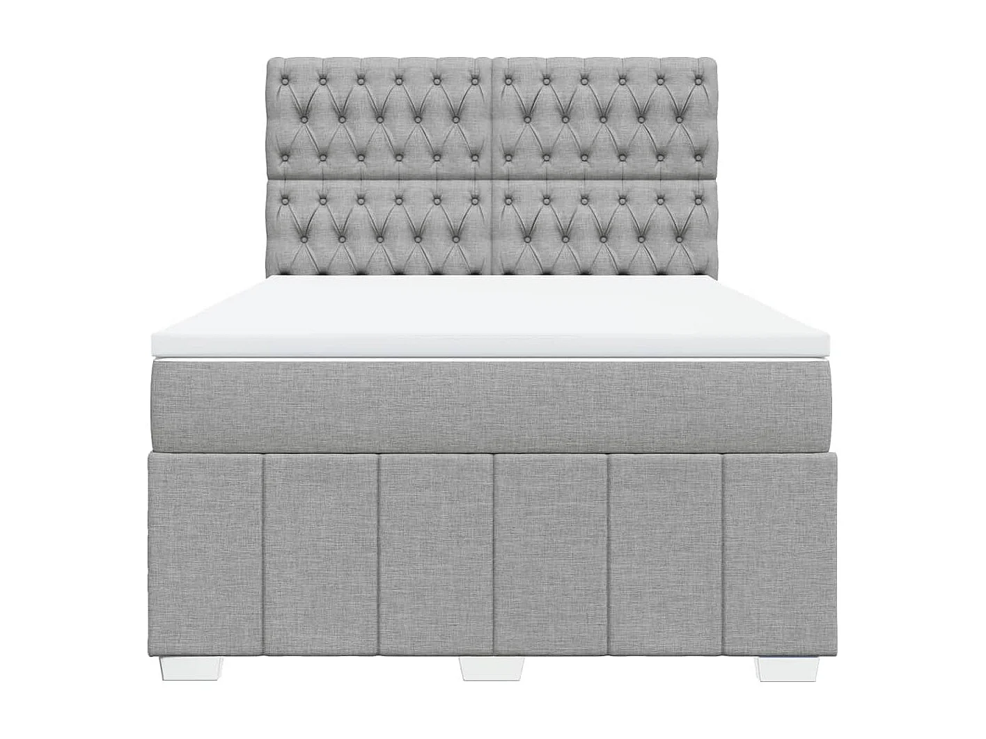 Cama box spring con colchón tela gris claro 140x200 cm