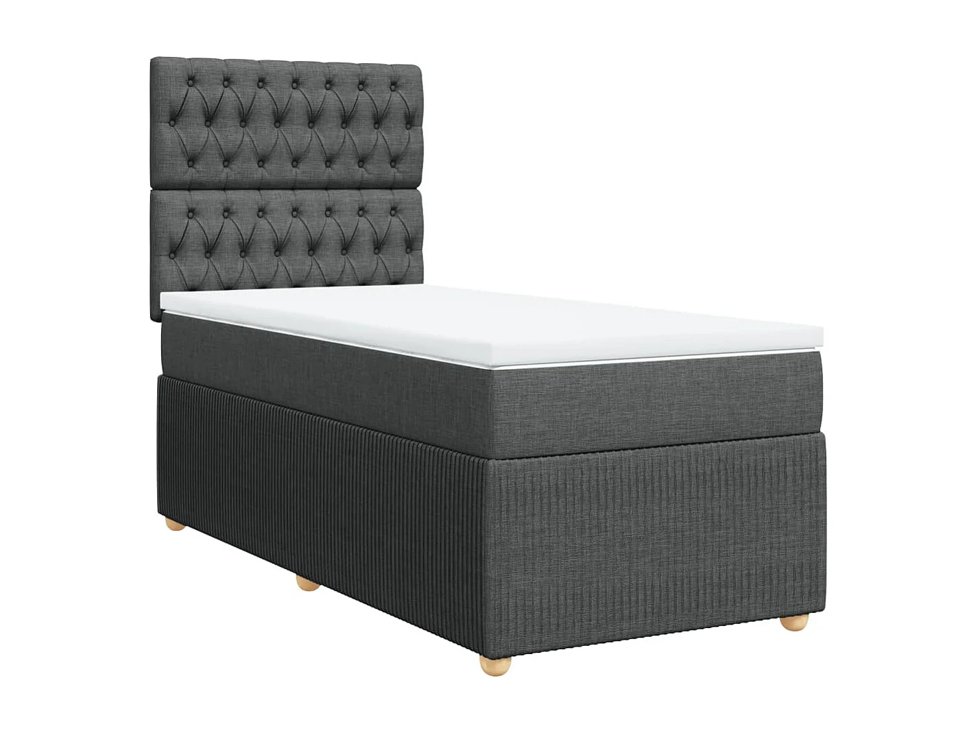Cama box spring con colchón tela gris oscuro 100x200 cm