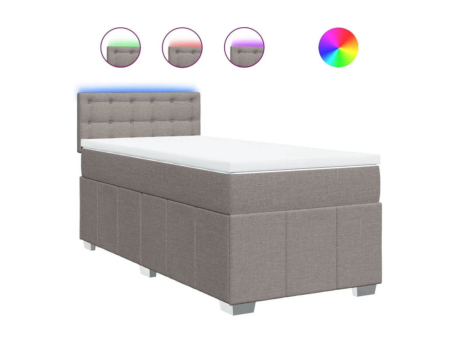 Sommier à lattes de lit avec matelas Taupe 90x190 cm Tissu