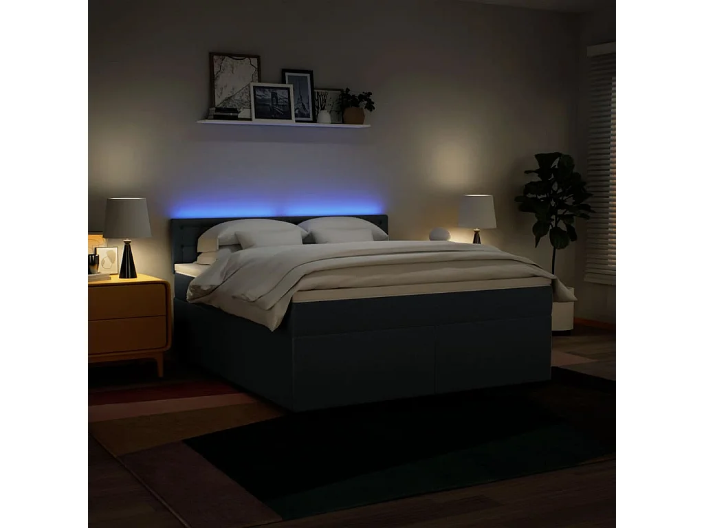 Cama com molas/colchão 180x200 cm tecido azul