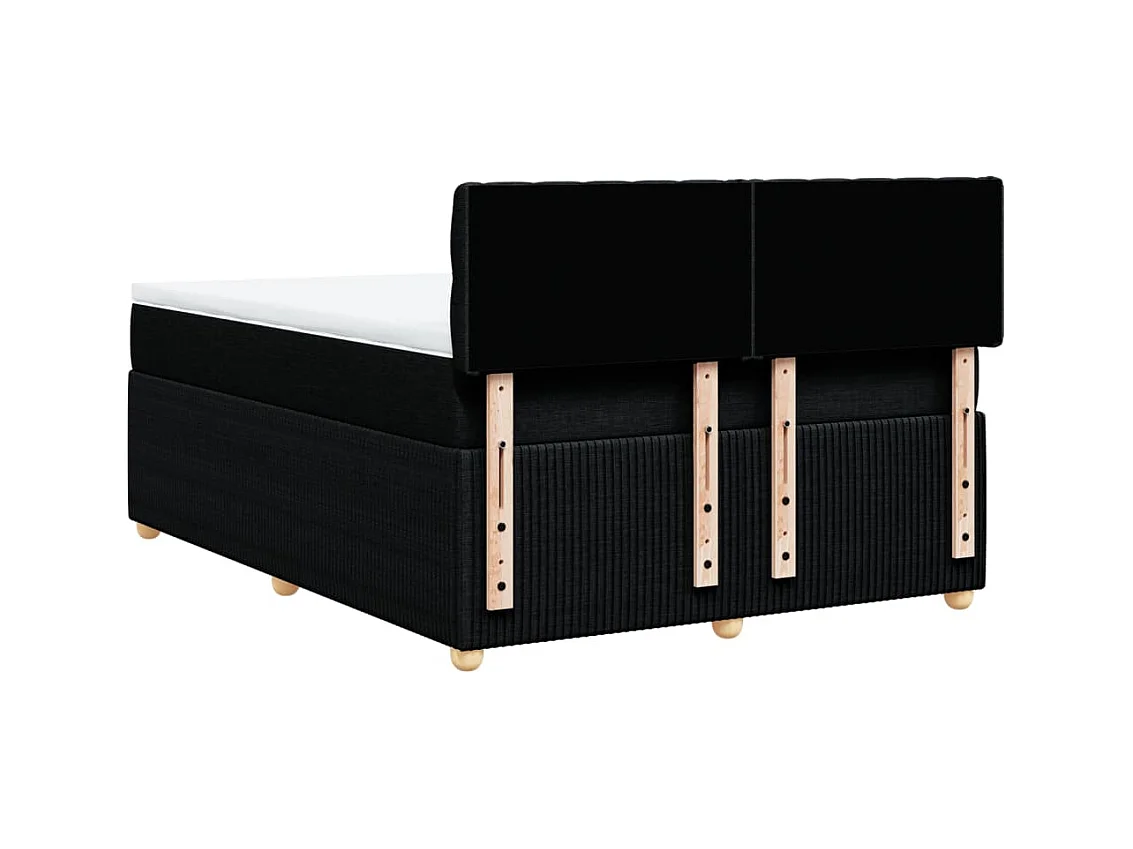 Sommier à lattes de lit avec matelas Noir 140x190 cm Tissu