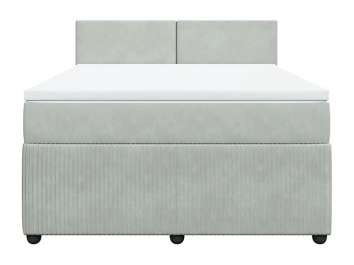 Cama com molas/colchão 160x200 cm veludo cinzento-claro