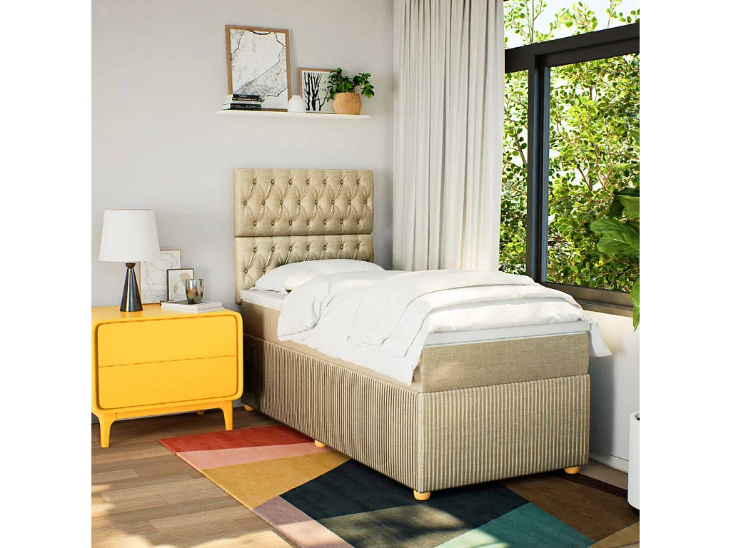 Cama com molas/colchão 80x200 cm tecido cor crème