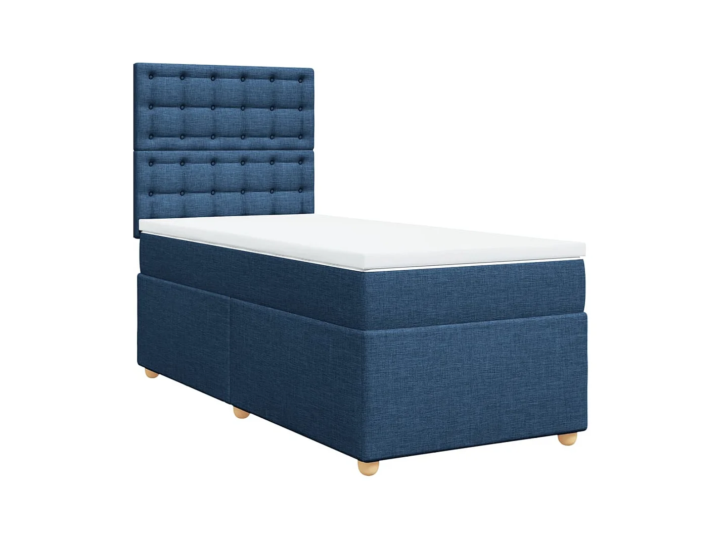 Cama com molas/colchão 90x200 cm tecido azul