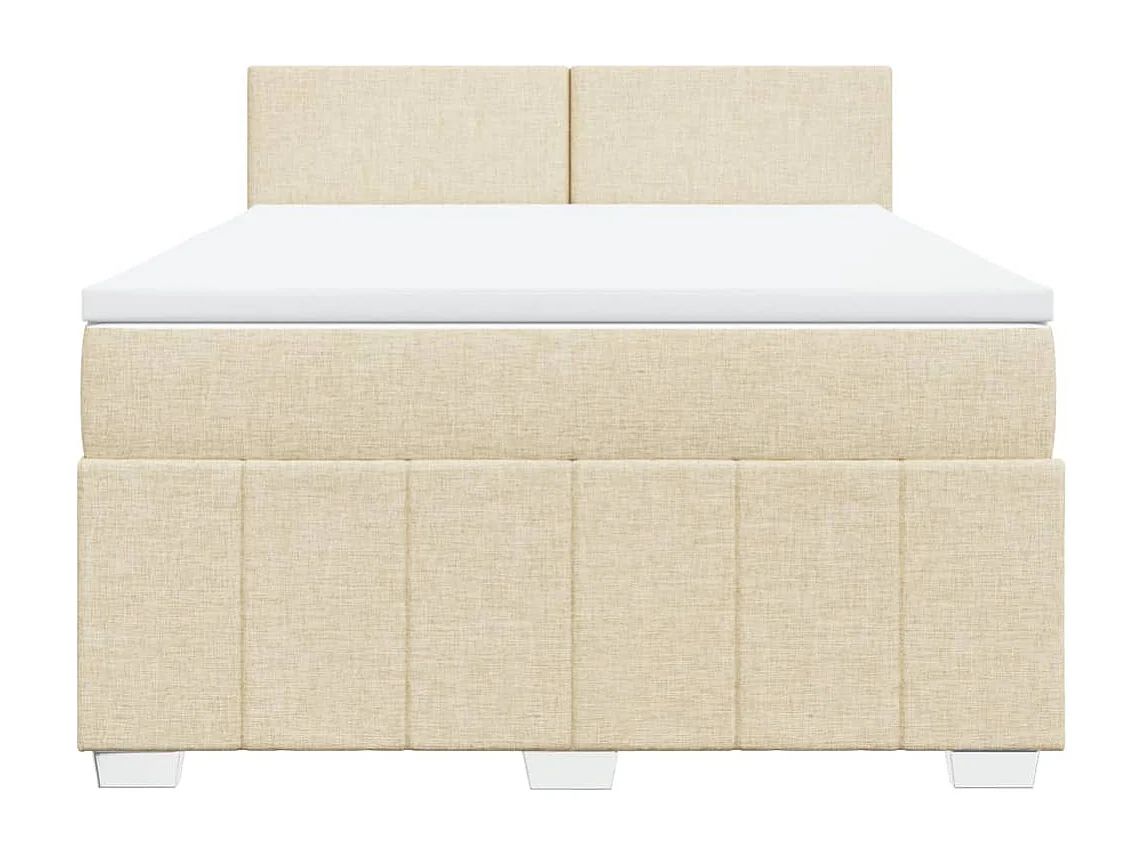 Boxspring met matras stof crèmekleurig 160x200 cm