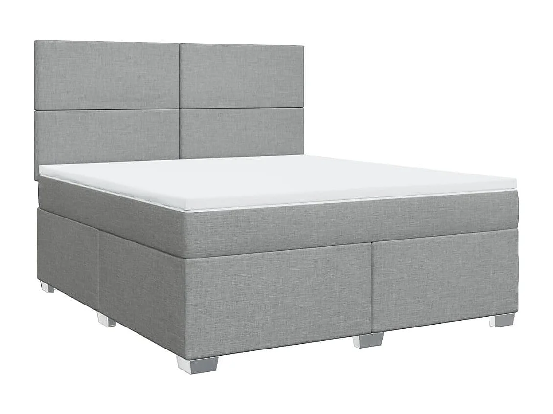 Cama box spring con colchón tela gris claro 180x200 cm
