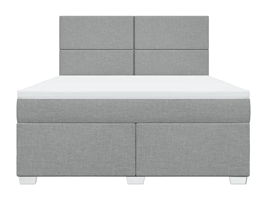 Cama box spring con colchón tela gris claro 180x200 cm