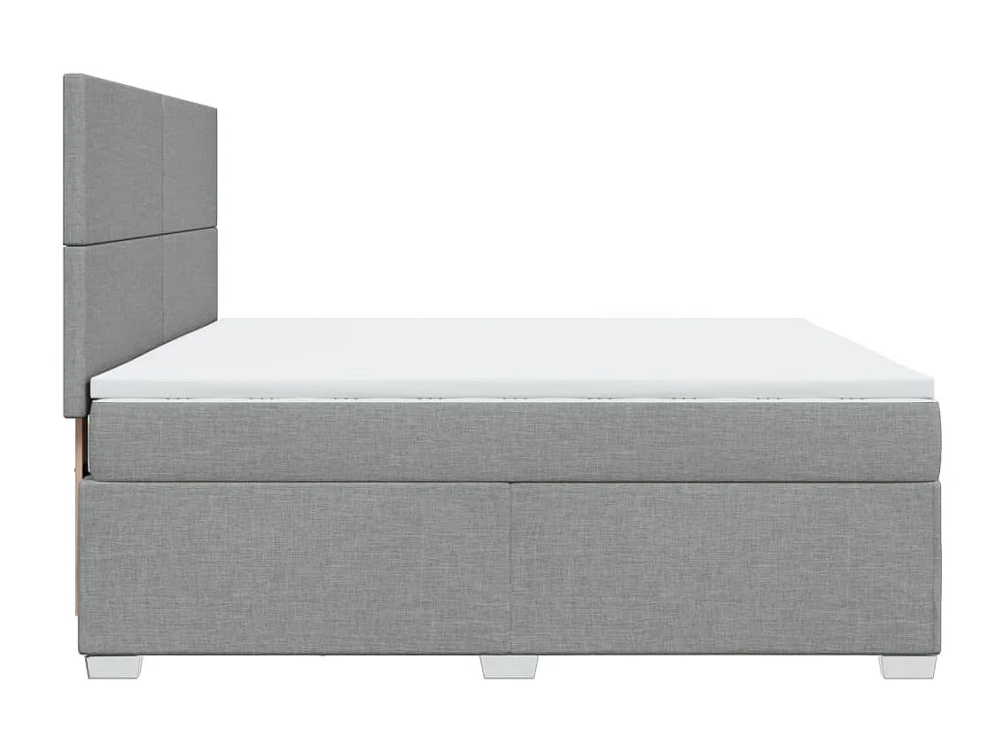 Cama box spring con colchón tela gris claro 180x200 cm