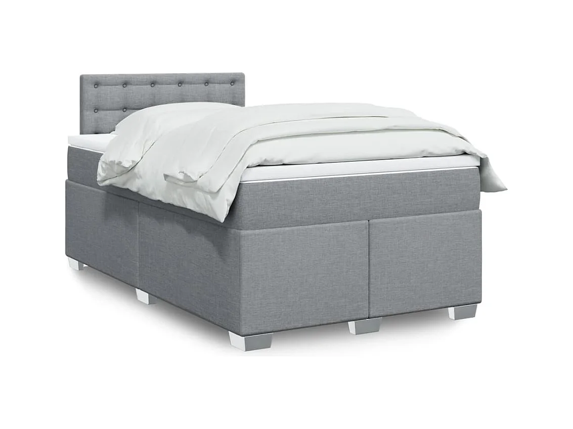 Sommier à lattes de lit et matelas gris clair 120x190 cm tissu