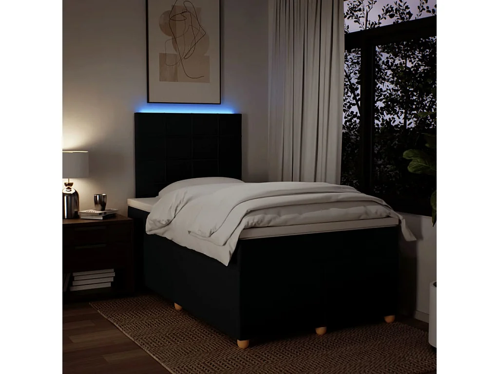 Boxspring met matras stof zwart 120x190 cm