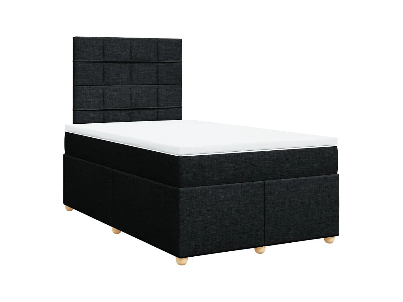 Cama boxspring com colchão 120x190 cm tecido preto
