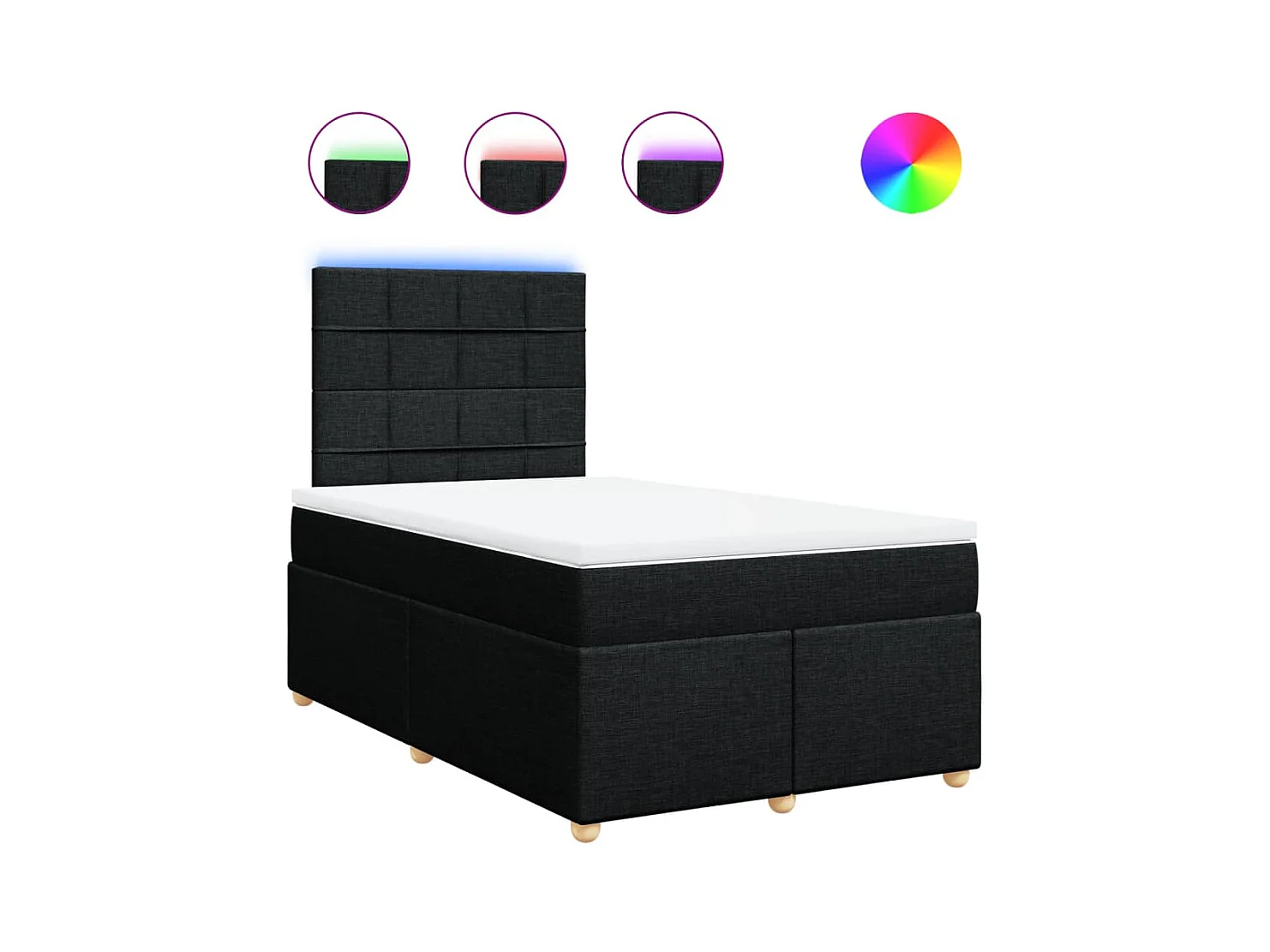 Cama boxspring com colchão 120x190 cm tecido preto