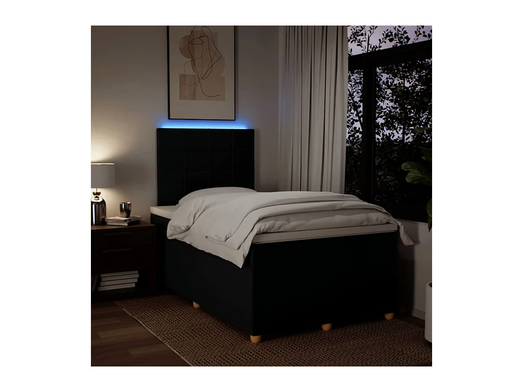 Cama boxspring com colchão 120x190 cm tecido preto