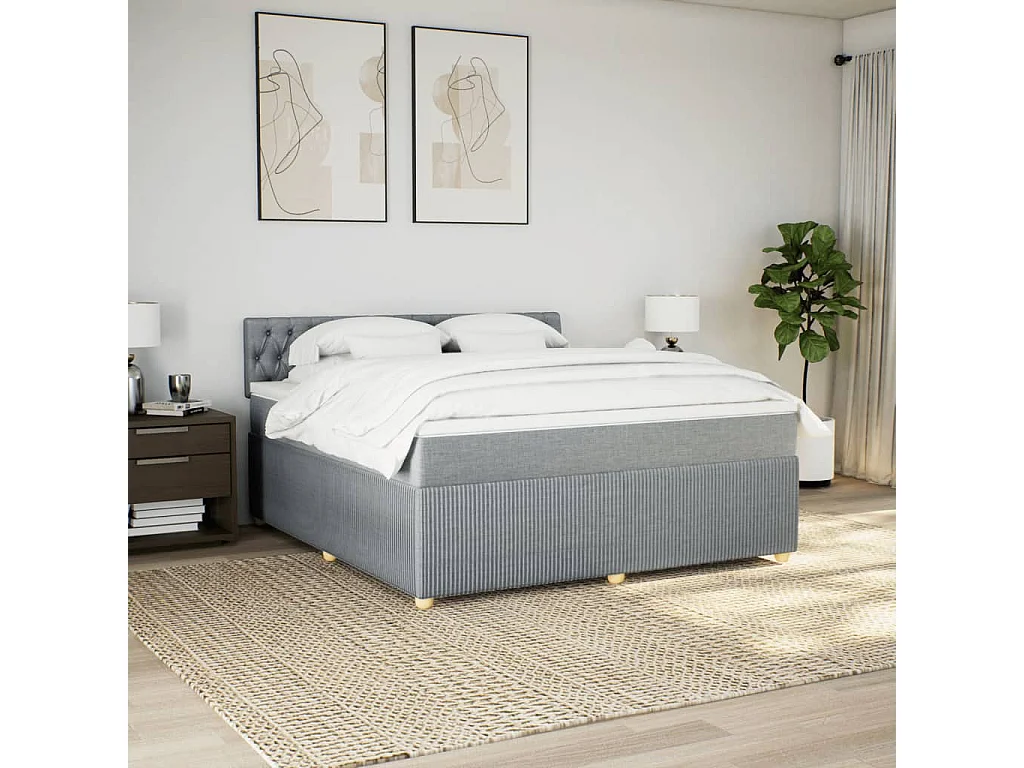 Sommier à lattes de lit avec matelas Gris clair 180x200cm Tissu