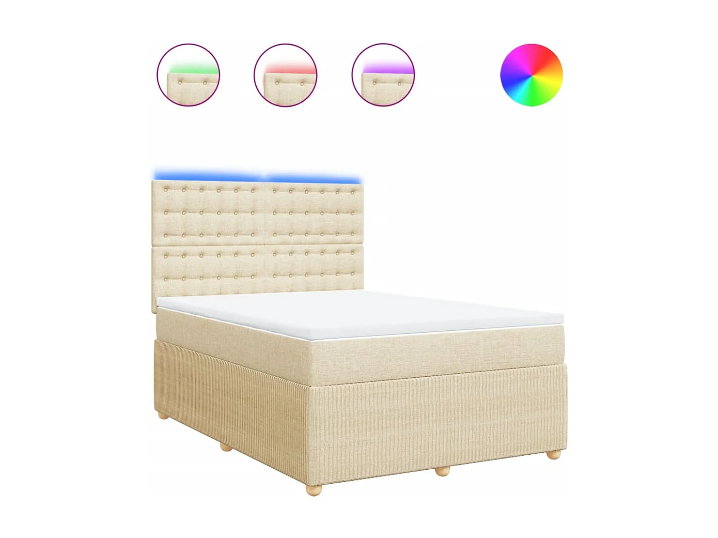 Sommier à lattes de lit avec matelas Crème 140x190 cm Tissu