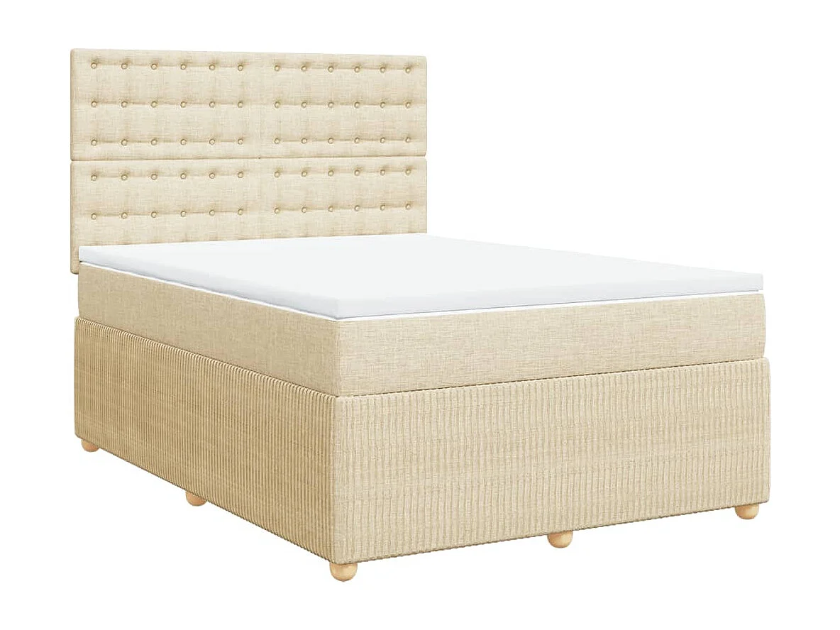 Sommier à lattes de lit avec matelas Crème 140x190 cm Tissu