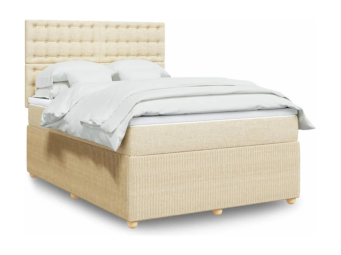 Cama com molas/colchão 140x190 cm tecido cor creme