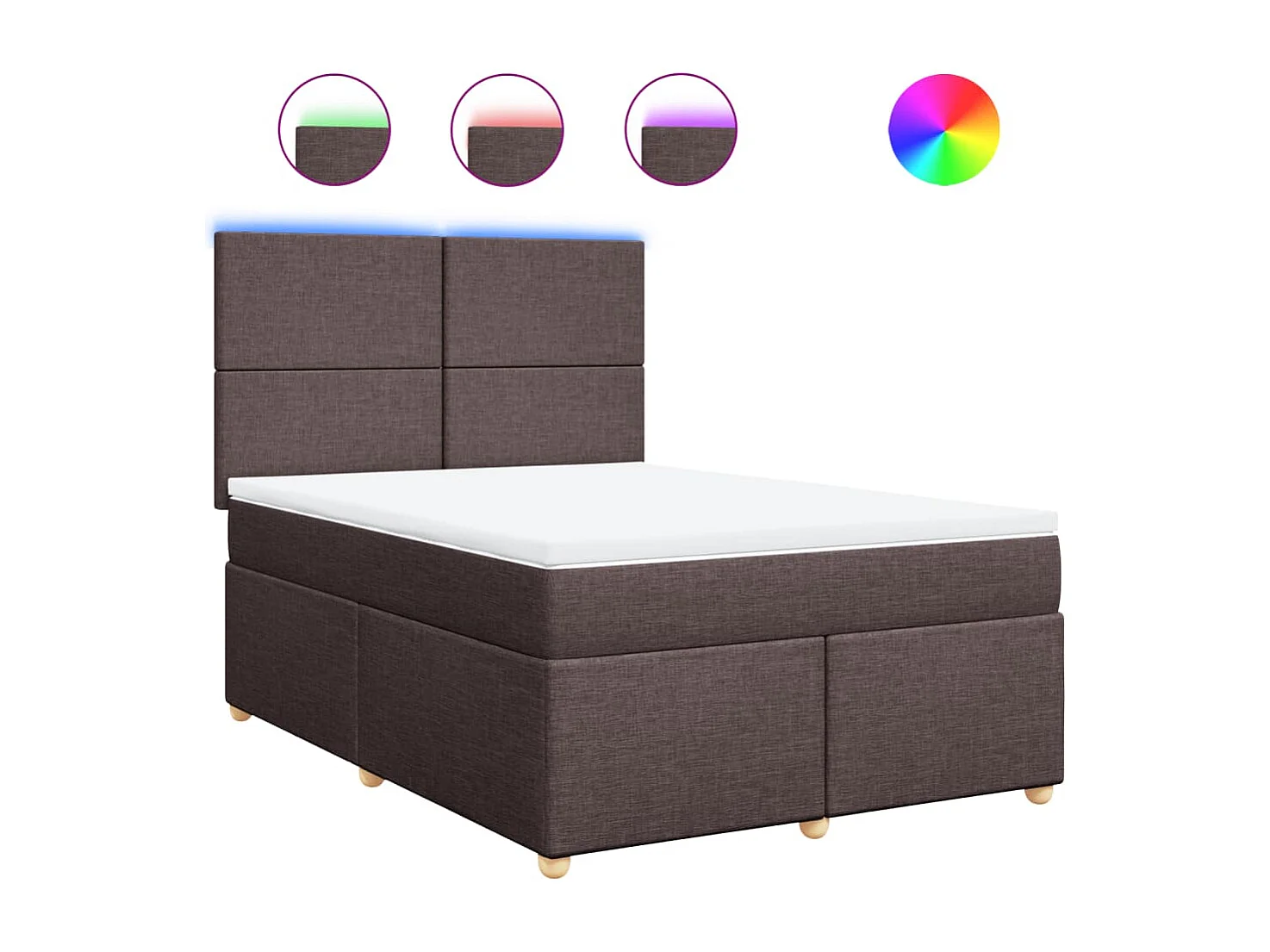 Cama box spring con colchón tela marrón oscuro 140x200 cm