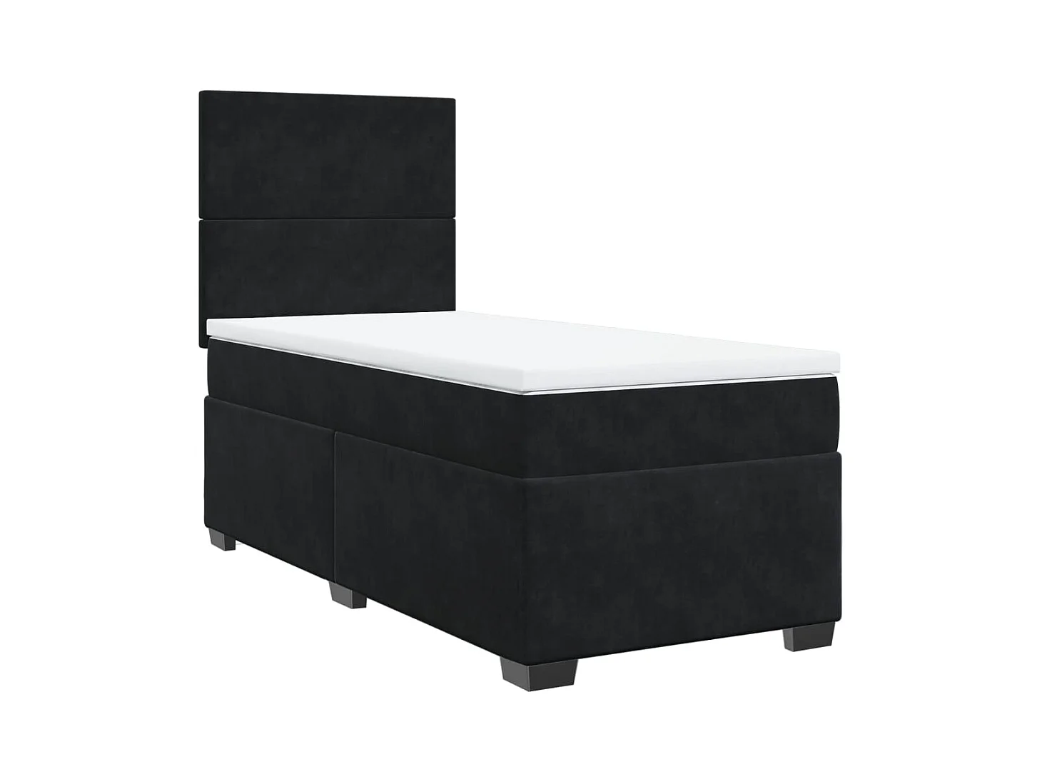 Sommier à lattes de lit avec matelas Noir 90x200 cm Velours