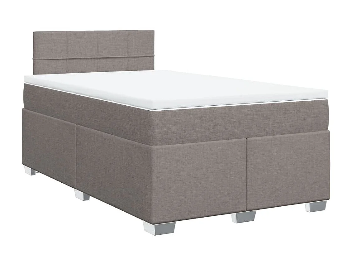 Cama box spring con colchón tela gris taupe 120x190 cm