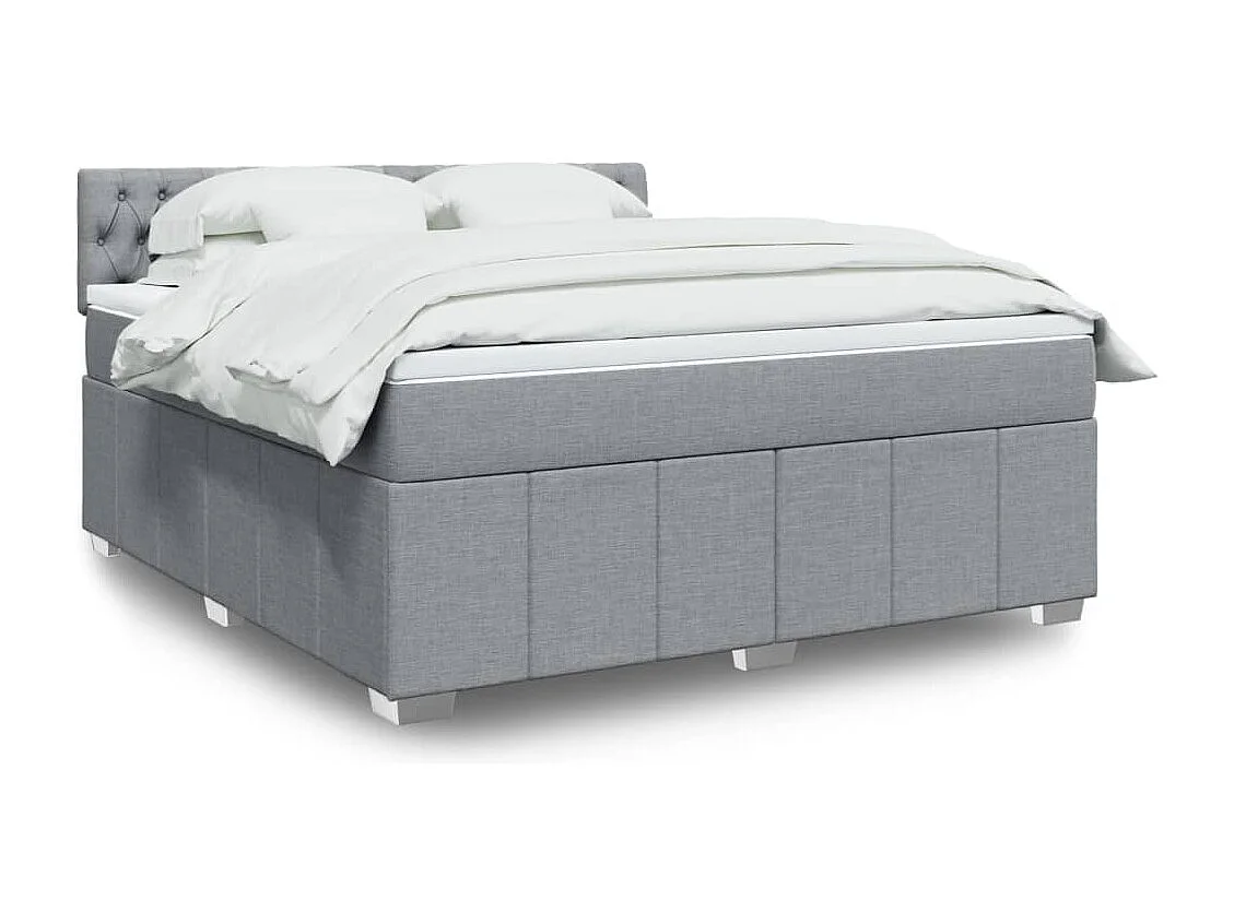 Cama box spring con colchón tela gris claro 180x200 cm