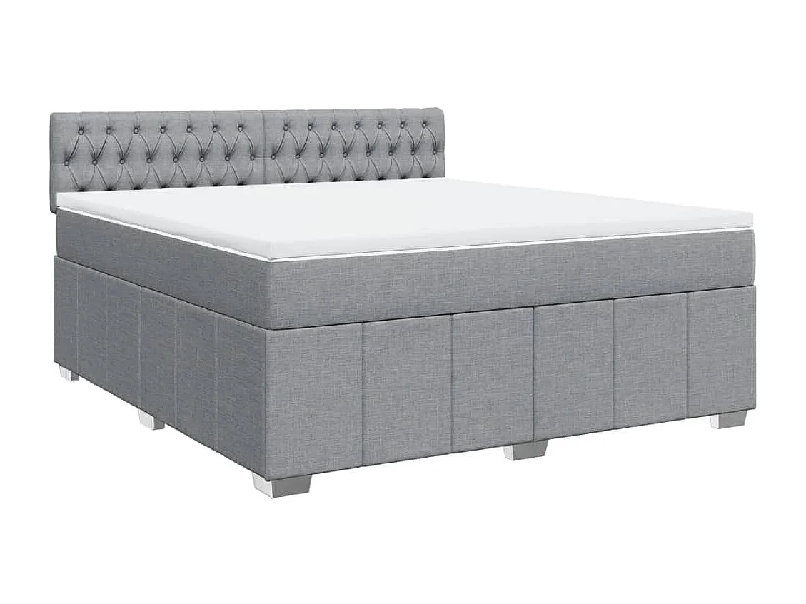 Cama box spring con colchón tela gris claro 180x200 cm