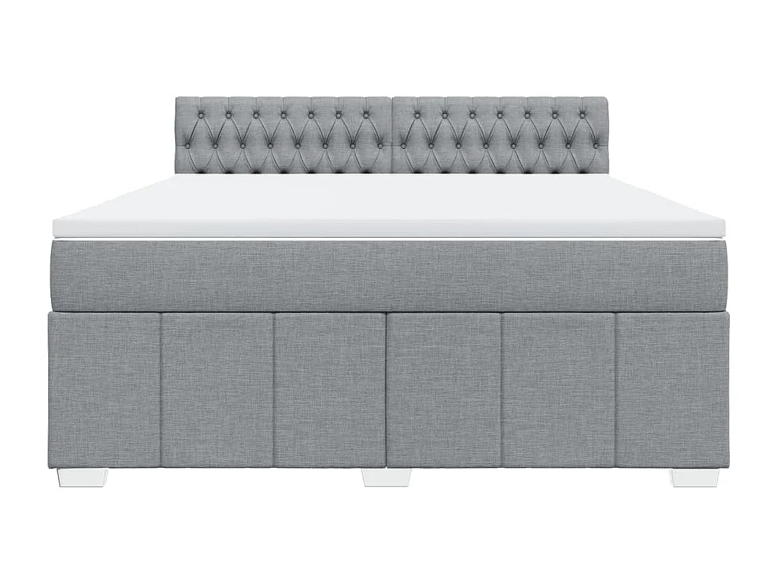 Cama box spring con colchón tela gris claro 180x200 cm