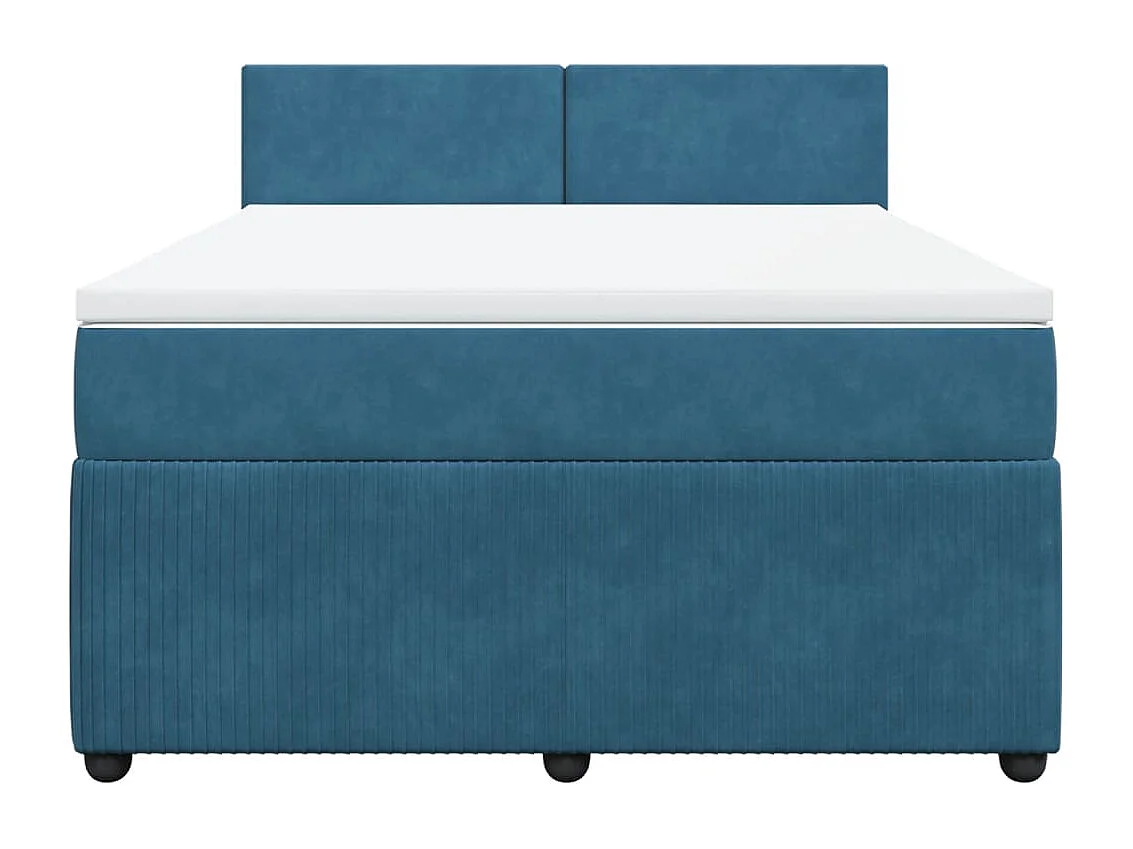 Cama box spring con colchón terciopelo azul 140x190 cm