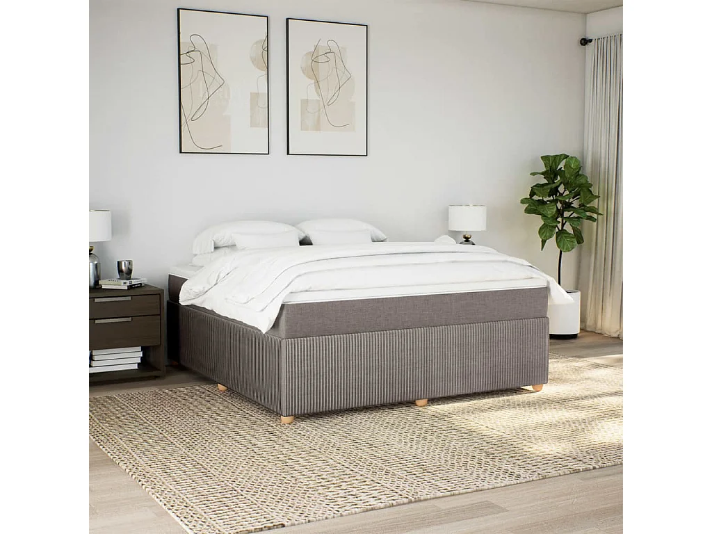 Sommier à lattes de lit avec matelas Taupe 180x200 cm Tissu